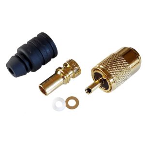 Shakespeare PL-259-58-G Gold Solder-Type Connector w-UG175 Adapter  Cable Strain Relief f-RG-58x