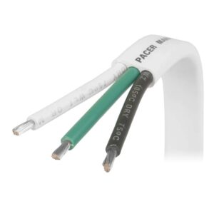 Pacer White Triplex Cable - 14-3 AWG - Black-Green-White - Sold by the Foot
