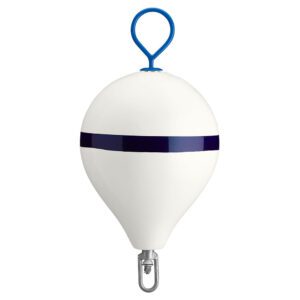 Polyform 17" CM Mooring Buoy w-Steel Iron - White Blue Stripe