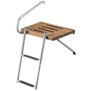 Whitecap Teak Swim Platform w-2-Step Telescoping Ladder f-Boats w-Outboard Motors