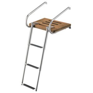 Whitecap Teak Swim Platform w-3-Step Telescoping Ladder f-Boats w-Inboard-Outboard Motors
