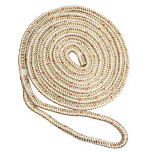 New England Ropes 5-8" Double Braid Dock Line - White-Gold w-Tracer - 35'