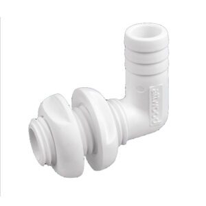 Attwood White Plastic 90 Degree Thru-Hull Connector - 1-1-8" Inner Diameter