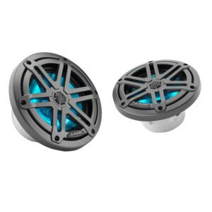 JL Audio M3 Series 6.5" Marine Coaxial Speakers w-Grey Metallic Sport Grilles w-RGB LED Lighting - M3-650X-S-Gm-i