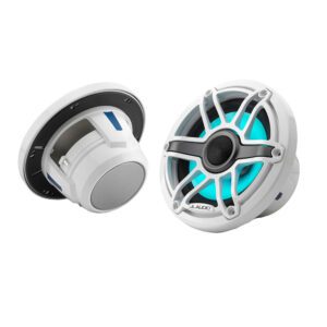 JL Audio M6 Series 6.5" Marine Coaxial Speakers w-Gloss White Sport Grille  LED Lighting - M6-650X-S-GwGw-i