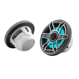 JL Audio M6 Series 6.5" Marine Coaxial Speakers w-Grey Metallic Sport Grille  LED Lighting - M6-650X-S-GmTi-i