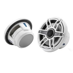 JL Audio M6 Series 7.7" Marine Coaxial Speakers w-Gloss White Sport Grille - M6-770X-S-GwGw