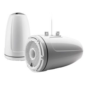 JL Audio M6 Series 8.8" Enclosed Tower Coaxial System w-Gloss White Classic Grille - M6-880ETXv3-Gw-C-3Gw