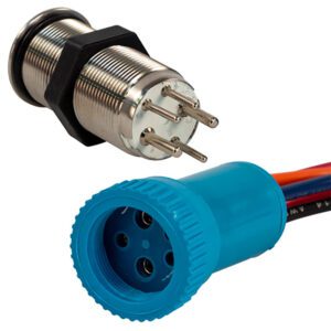 Bluewater 19mm Push Button Switch - Nav-Anc Contact - Blue-Green-Red LED - 1' Lead