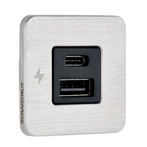 Scanstrut TILE USB-A-USB-C Interior Charging Socket - 12-24V - Stainless Steel Bezel