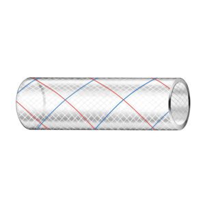 Trident Marine 3-8" x 50' Clear Reinforced PVC Hose Tubing Red & Blue Tracer